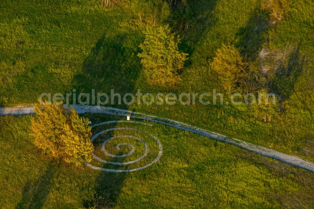 Geseke from the bird's eye view: Spiral path on the health path in Geseke in North Rhine-Westphalia