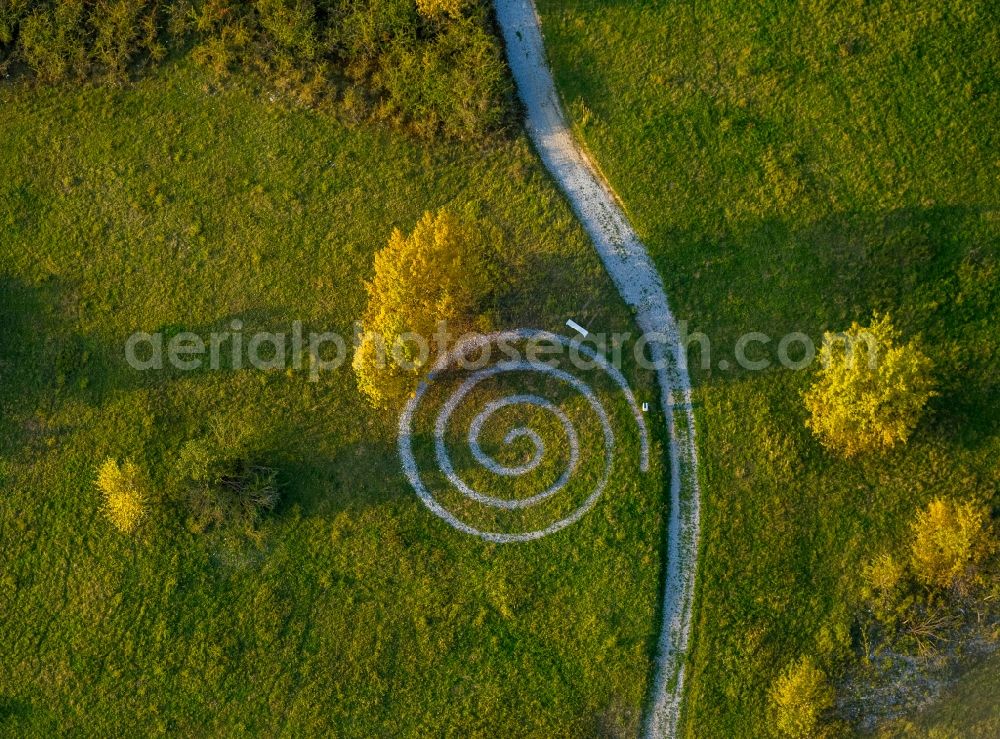 Aerial image Geseke - Spiral path on the health path in Geseke in North Rhine-Westphalia