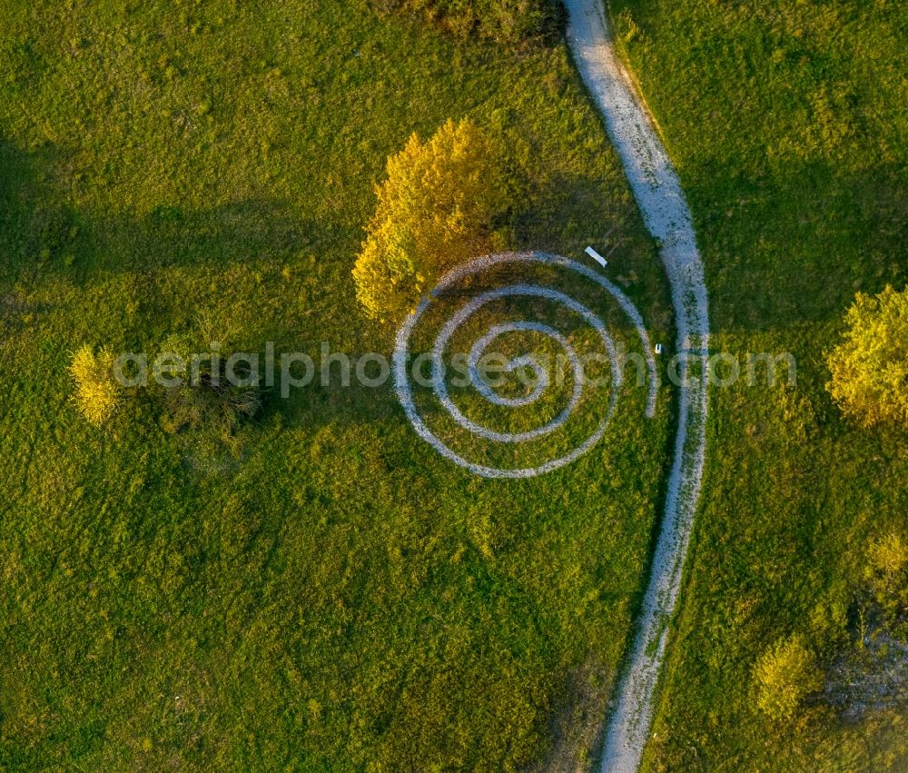 Aerial photograph Geseke - Spiral path on the health path in Geseke in North Rhine-Westphalia