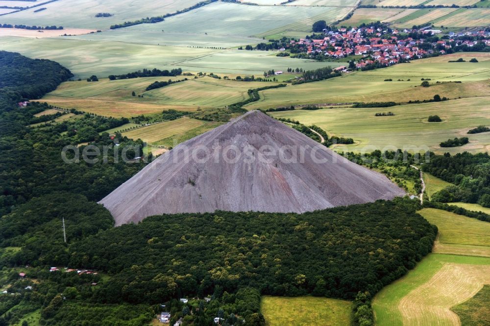 Aerial photograph Sangerhausen - Pointed cone dumps of the mine Sangerhausen in Saxony-Anhalt