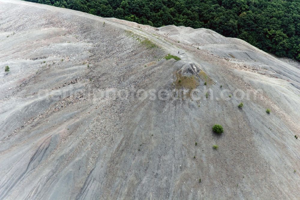 Sangerhausen from the bird's eye view: Pointed cone dumps of the mine Sangerhausen in Saxony-Anhalt