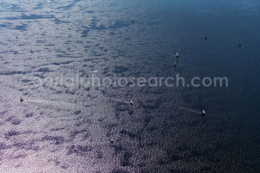 Kressbronn am Bodensee from the bird's eye view: Sports boats and sailing boats on Lake Constance near Kressbronn in the state Baden-Wuerttemberg, Germany