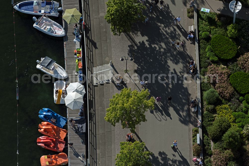 Aerial image Friedrichshafen - Sports boat moorings and boat berths on the shore area of a??a??Lake Constance of boot und spass GmbH on Uferstrasse in Friedrichshafen on Lake Constance in the state Baden-Wurttemberg, Germany