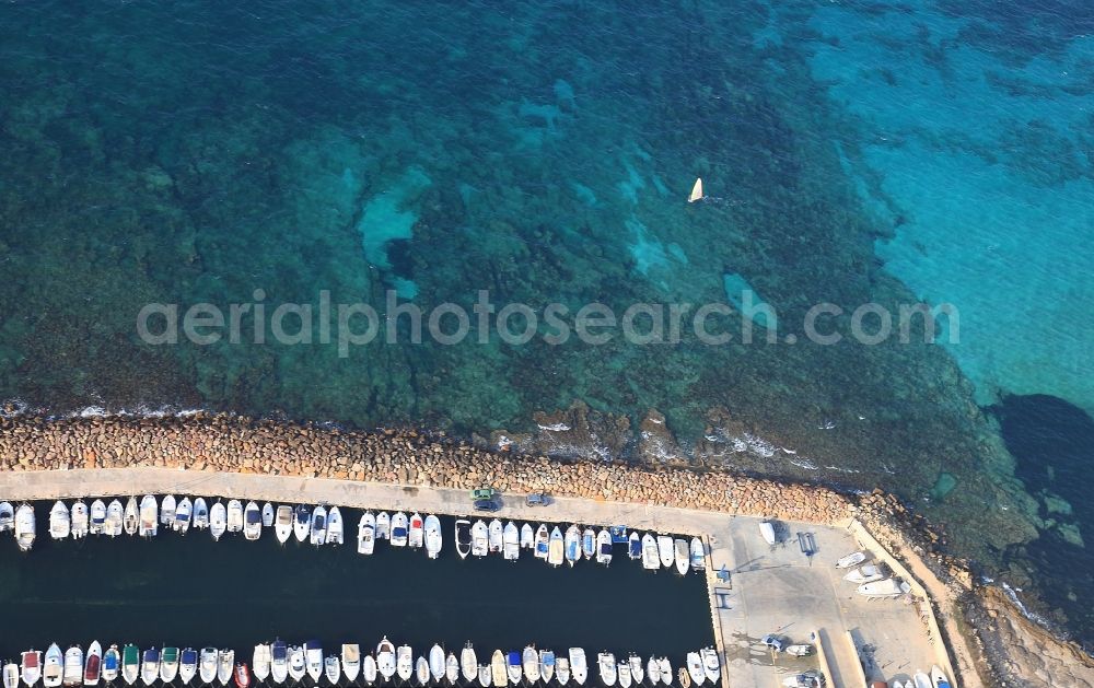 Aerial image Son Serra de Marina - Pleasure boat marina with docks and moorings Son Serra de Marina in Mallorca in Balearic Islands, Spain