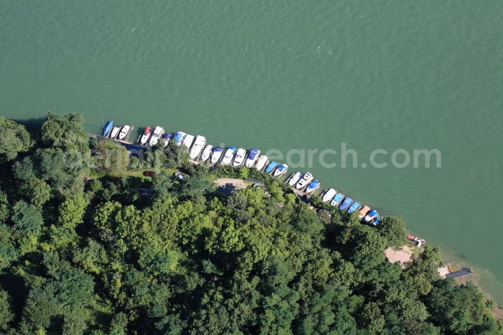 Aerial image Rheinfelden (Baden) - Pleasure boat marina with docks and moorings on the shore area of the river Rhine in Rheinfelden (Baden) in the state Baden-Wuerttemberg