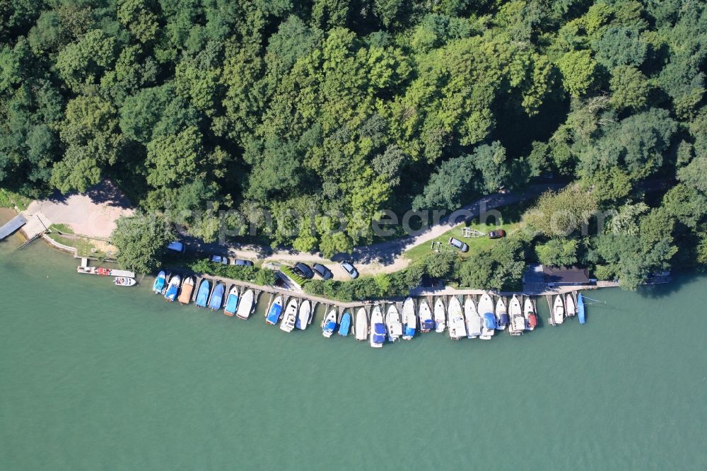 Rheinfelden (Baden) from the bird's eye view: Pleasure boat marina with docks and moorings on the shore area of the river Rhine in Rheinfelden (Baden) in the state Baden-Wuerttemberg