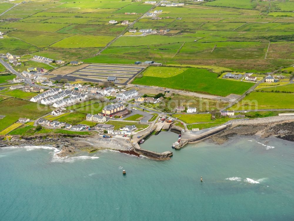 Aerial photograph Liscannor - Pleasure boat marina with docks and moorings on the shore area in in Clare, Ireland