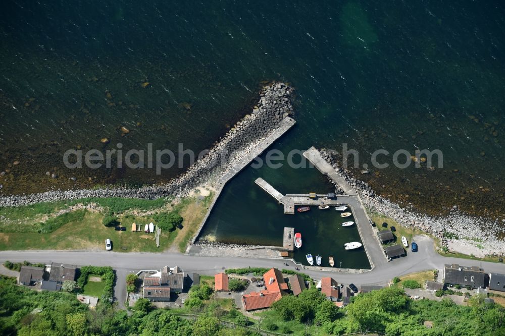 Hasle from the bird's eye view: Pleasure boat marina with docks and moorings on the shore area in Hasle in Region Hovedstaden, Denmark