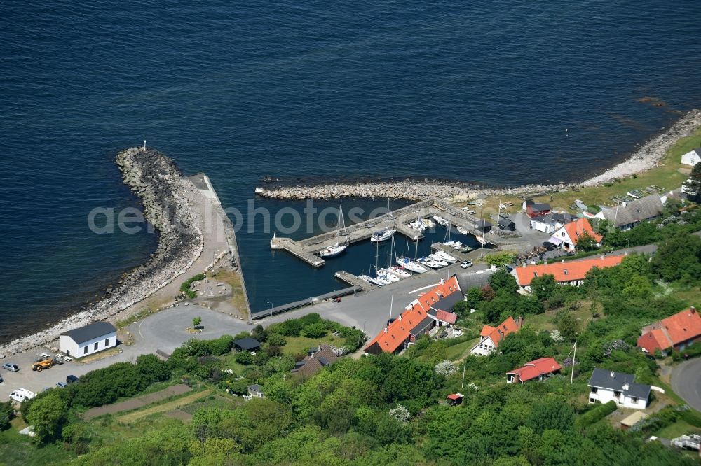 Aerial image Hasle - Pleasure boat marina with docks and moorings on the shore area in Hasle in Region Hovedstaden, Denmark