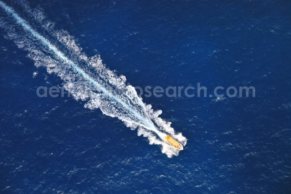 Can Picafort from the bird's eye view: Sport boat - Motor boat ride in Andratx at the Mediterranean Sea in Mallorca in Balearic Islands, Spain