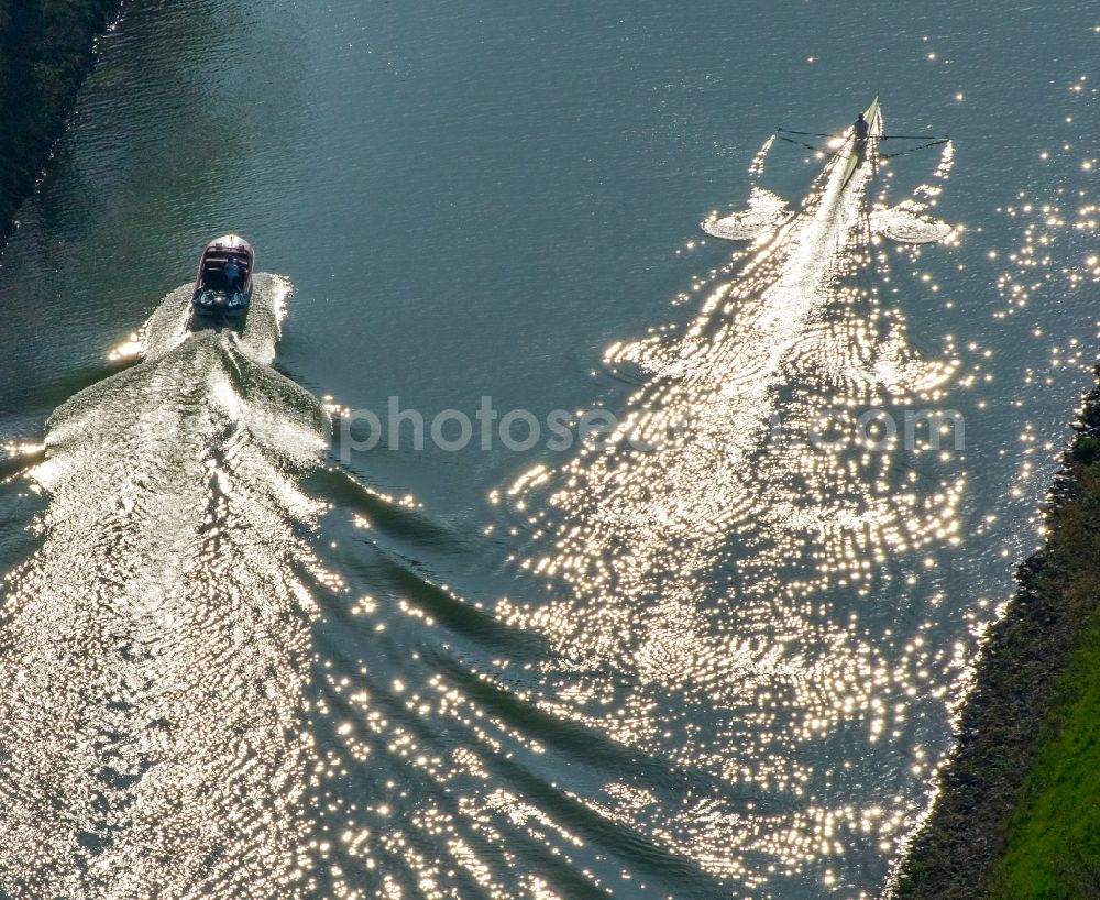 Hamm from above - Sport boat - rowing boat ride of river Lippe in Hamm in the state North Rhine-Westphalia