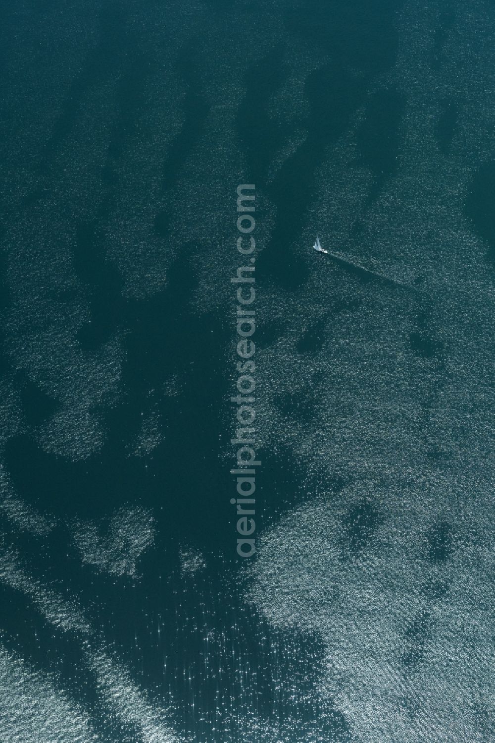 Aerial image Eriskirch - Sailboat under way on Bodensee in Eriskirch in the state Baden-Wuerttemberg, Germany