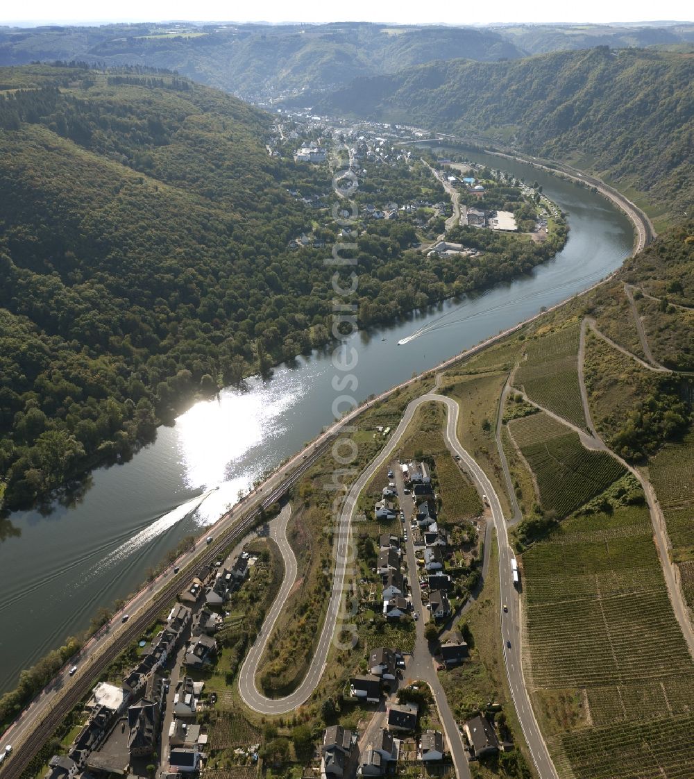 Aerial image Cochem - Sport Boat trip on the Moselle in Cochem in Rhineland-Palatinate
