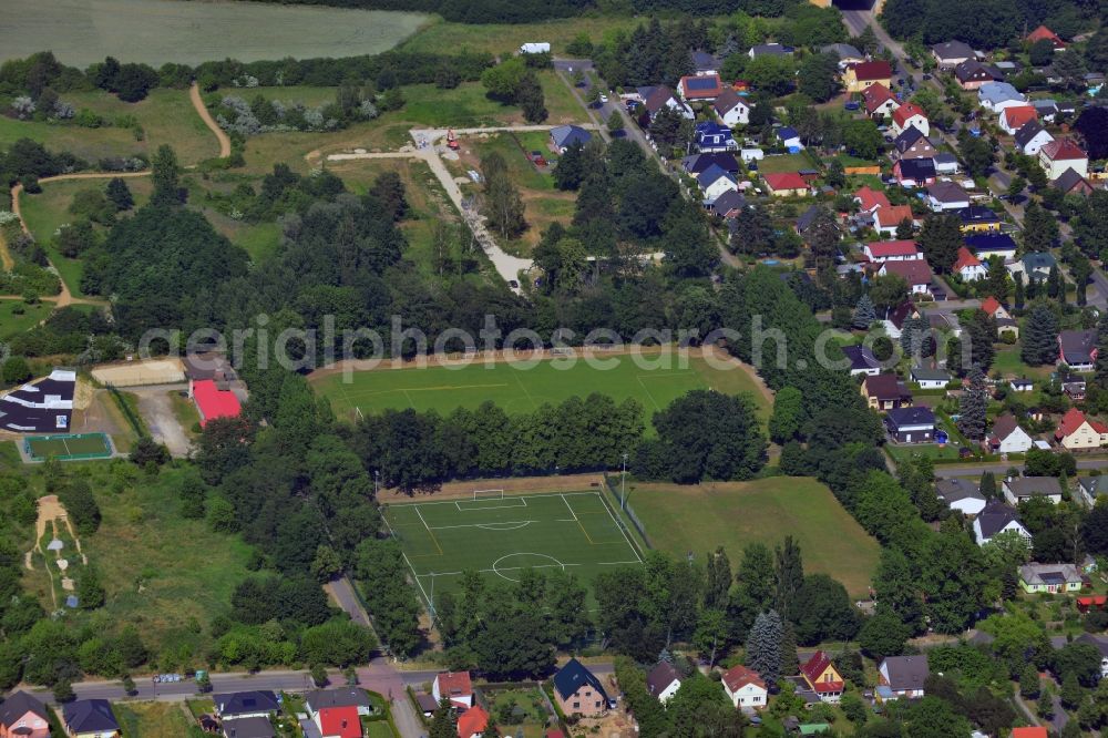 Neuenhagen from above - View of the sports fields and some houses in Neuenhagen in the state Brandenburg