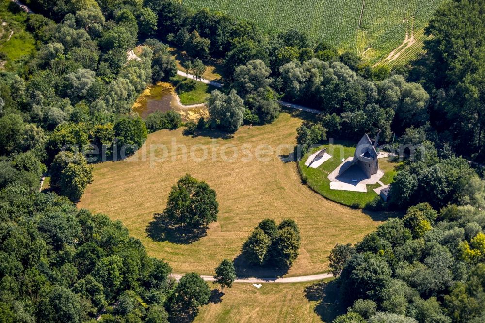 Aerial image Beckum - Climbing wall of the German Alpine Club in the Phoenix Activity Park in Beckum in the federal state of North Rhine-Westphalia, Germany