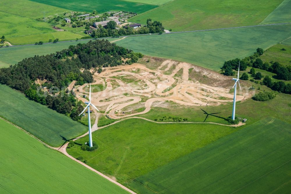 Aerial image Treuenbrietzen - Participants of the training at the sport area Kraehenberg in Treuenbrietzen in the state Brandenburg, Germany