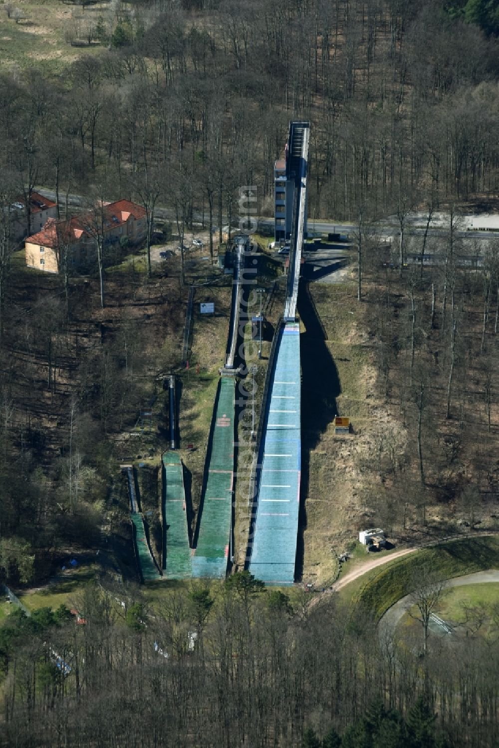 Aerial image Bad Freienwalde (Oder) - Jumps Sports grounds of Wintersportverein 1923 e.V. in Bad Freienwalde (Oder) in Brandenburg