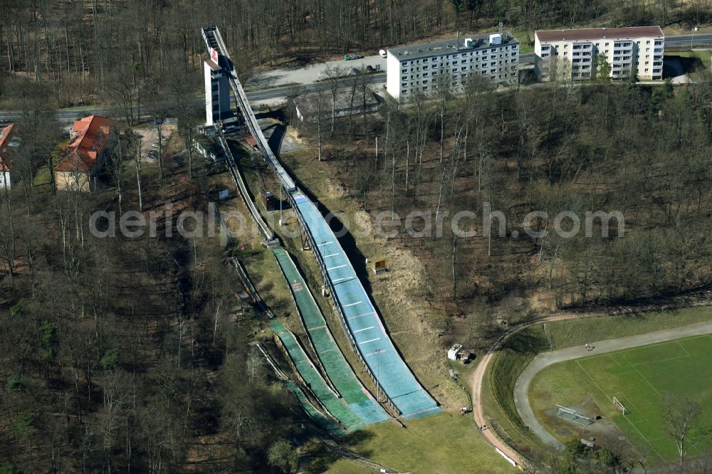 Bad Freienwalde (Oder) from above - Jumps Sports grounds of Wintersportverein 1923 e.V. in Bad Freienwalde (Oder) in Brandenburg