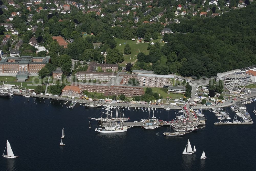 Aerial photograph Kiel - Marina Duesternbrook during Kieler Woche at the Kiel Fjord in Schleswig-Holstein