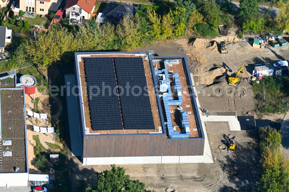 Berlin from above - Sports hall Typensporthalle (TSH) on street Heerstrasse - Bergedorfer Strasse in the district Kaulsdorf in Berlin, Germany