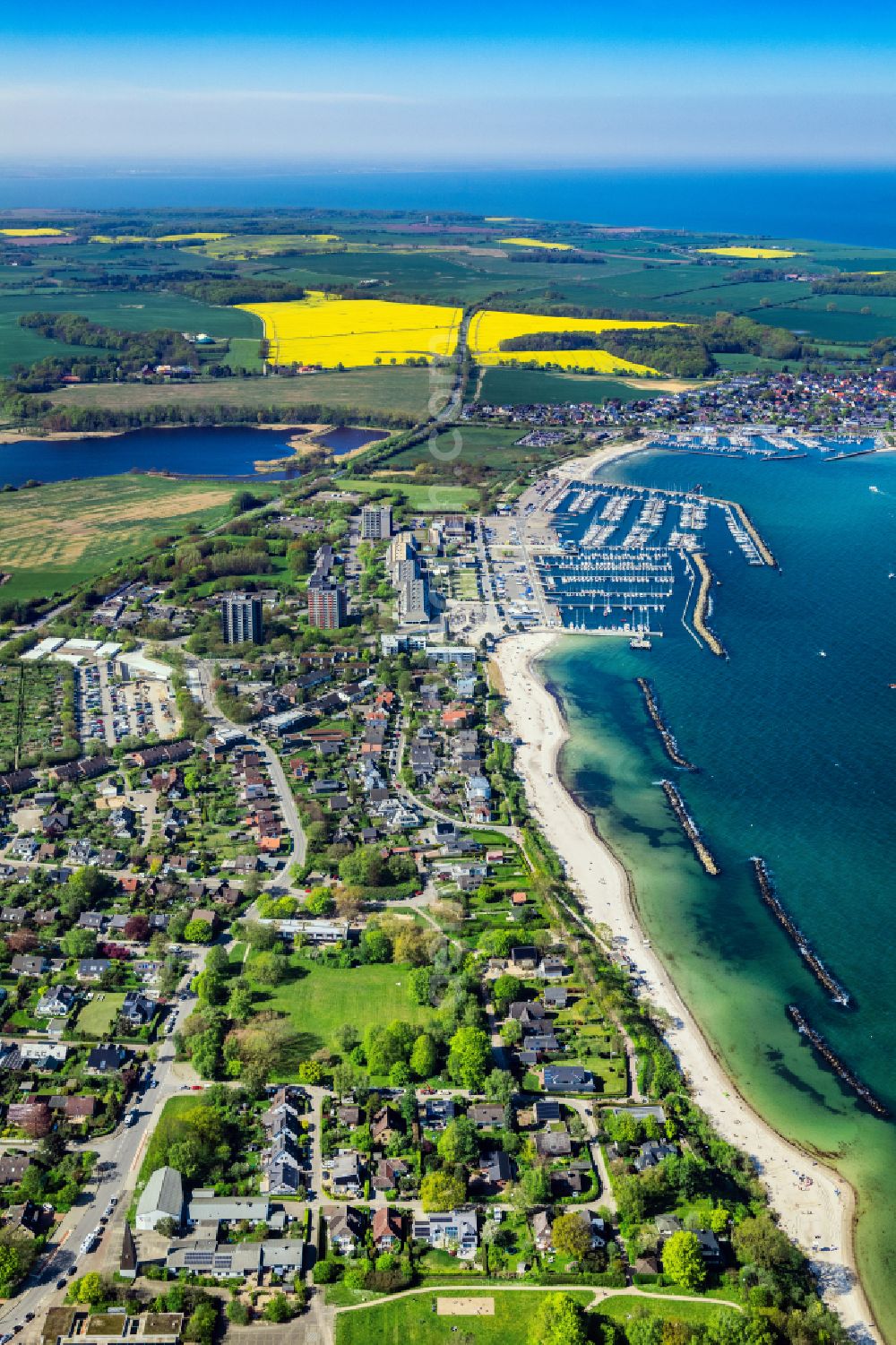 Kiel from above - Marinas Schilksee and Strande in Kiel in Schleswig-Holstein