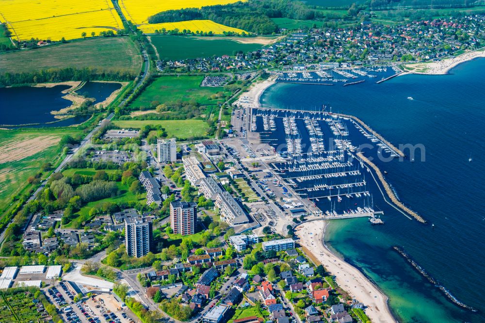 Kiel from the bird's eye view: Marinas Schilksee and Strande in Kiel in Schleswig-Holstein