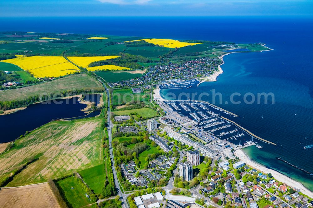 Aerial image Kiel - Marinas Schilksee and Strande in Kiel in Schleswig-Holstein