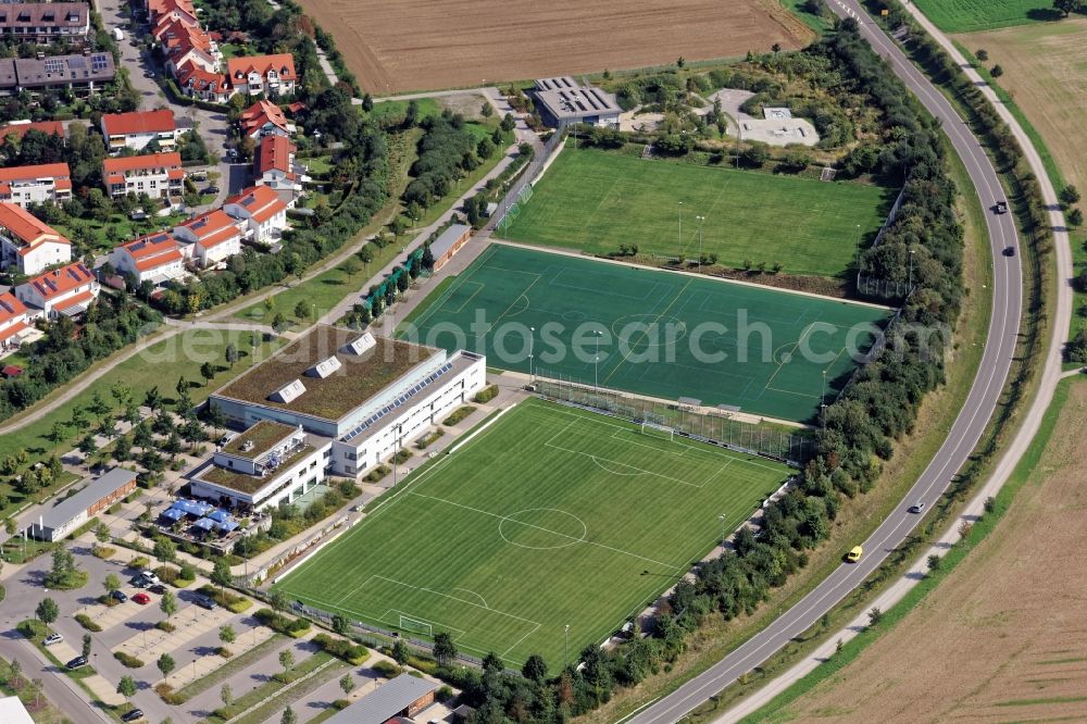 Aerial image Neuried - Sports grounds and football pitch in Neuried in the state Bavaria