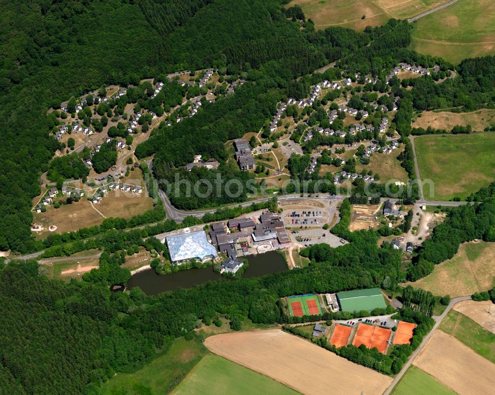 Oberhambach from the bird's eye view: Sports court and outside, by the Spa Hotel Holiday Hambachtal in Oberhambach in Rhineland-Palatinate