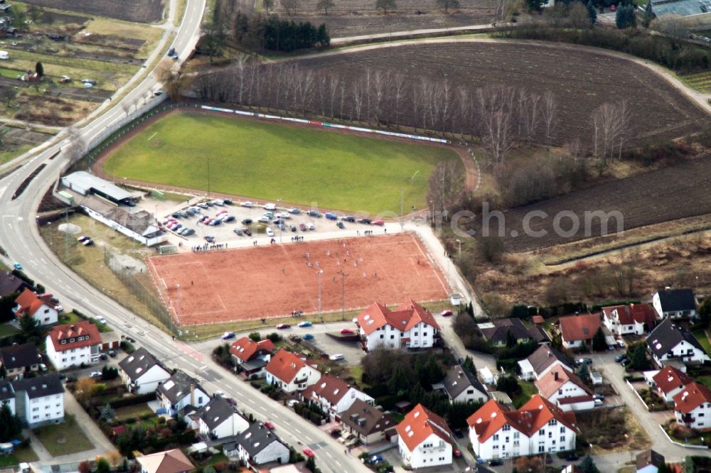 Hagenbach from above - Sports grounds and football pitch in Hagenbach in the state Rhineland-Palatinate