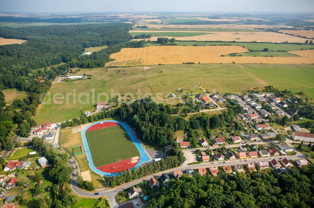 Aerial image Burg Stargard - Sports grounds and football pitch of the SV Burgstargard 09 at Gartenstreet in Burg Stargard in the state Mecklenburg - Western Pomerania