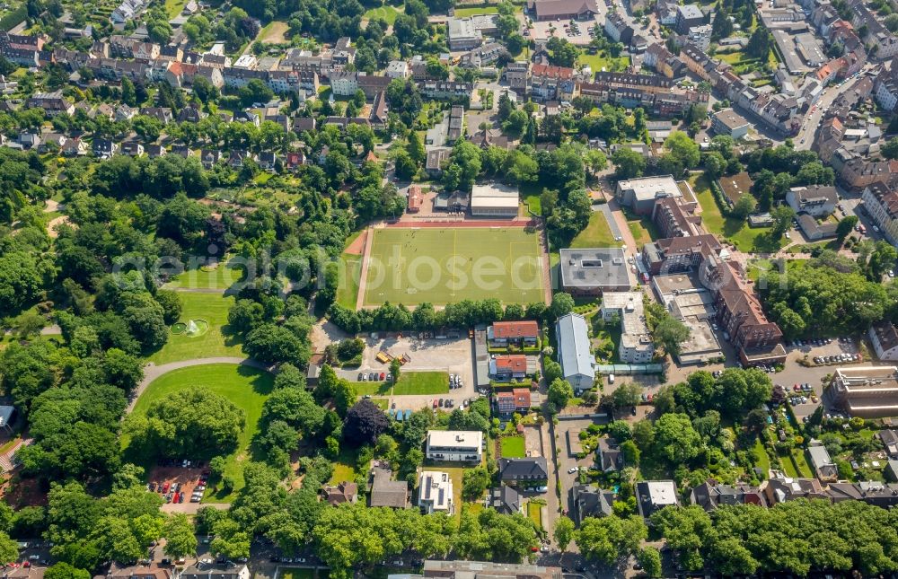 Bochum from the bird's eye view: Sports grounds and football pitch of DJK Wattenscheid 1997 e.V. in Bochum in the state North Rhine-Westphalia, Germany