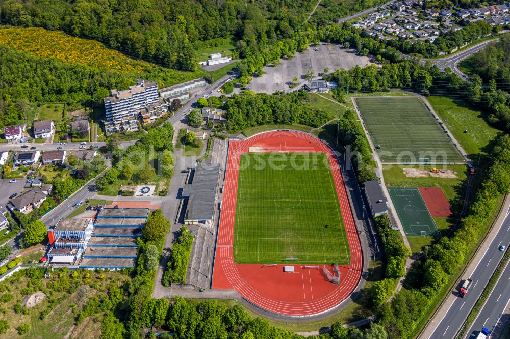 Hagen from the bird's eye view: Sports grounds and football pitch Stadion Kirchberg at Berliner Allee in Hagen in the state North Rhine-Westphalia