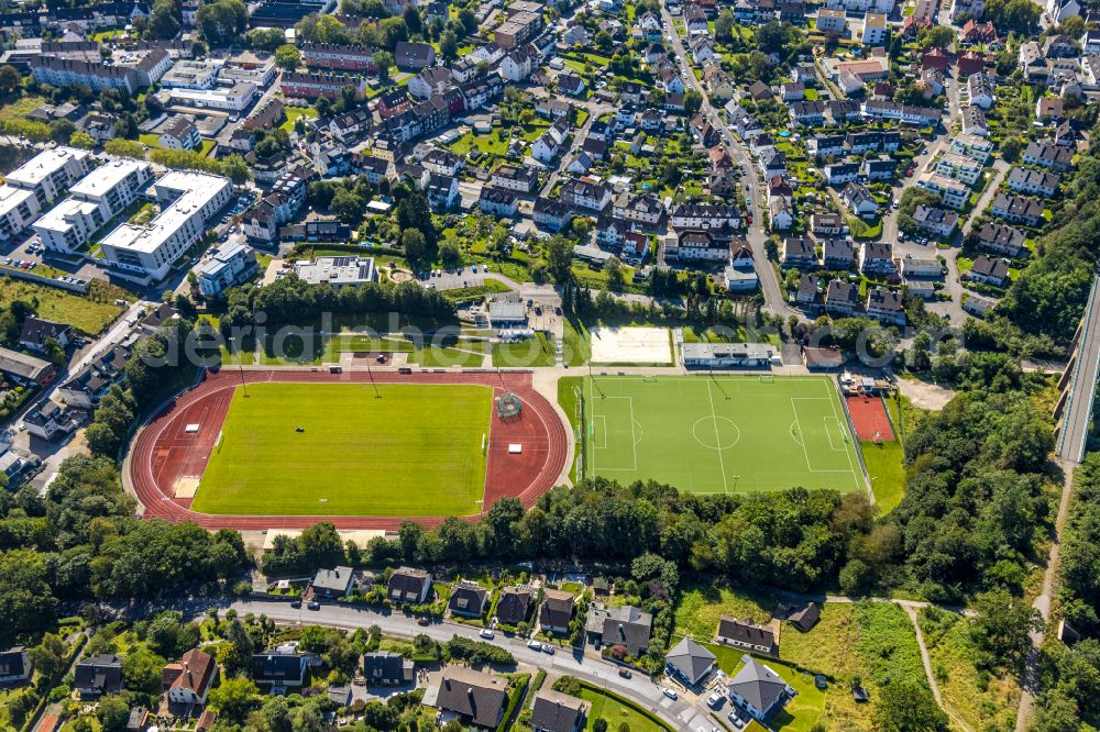 Aerial image Gevelsberg - Sports grounds and football pitch along the Nelkenstrasse in the district Klostermark in Gevelsberg in the state North Rhine-Westphalia, Germany