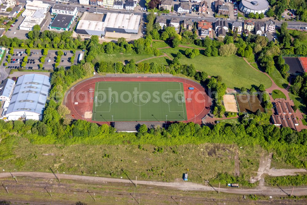 Aerial image Hagen - Sports grounds and football pitch of the Hasper Sportverein in Hagen in the state North Rhine-Westphalia, Germany