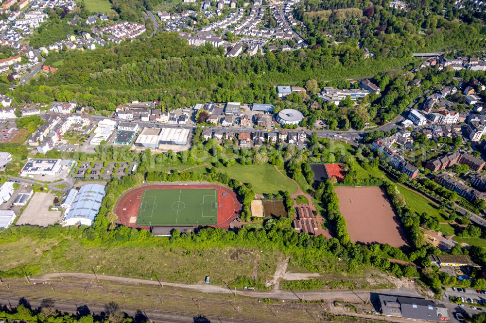 Aerial photograph Hagen - Sports grounds and football pitch of the Hasper Sportverein in Hagen in the state North Rhine-Westphalia, Germany