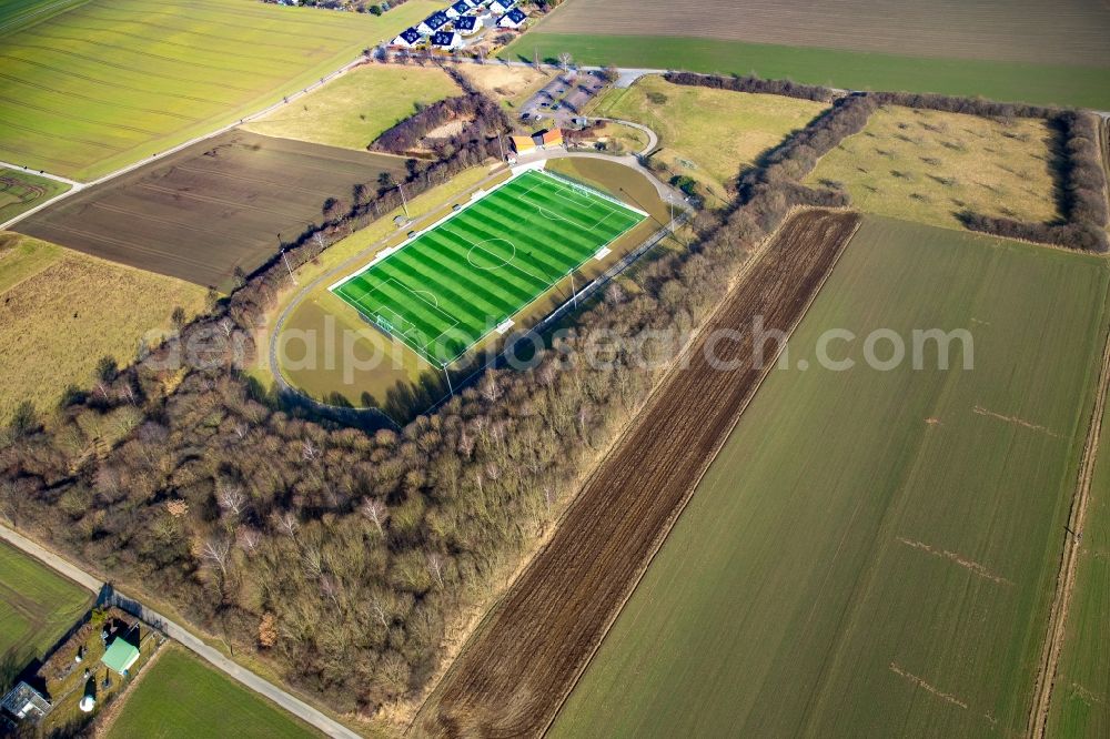 Aerial image Menden (Sauerland) - Sports grounds and football pitch Hembrock in Menden (Sauerland) in the state North Rhine-Westphalia