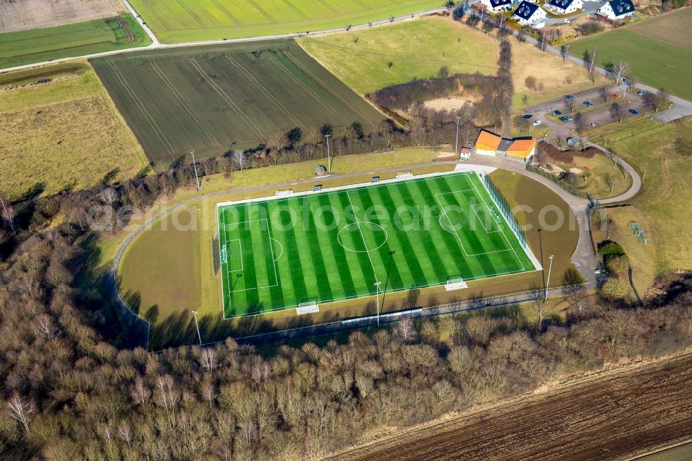 Menden (Sauerland) from above - Sports grounds and football pitch Hembrock in Menden (Sauerland) in the state North Rhine-Westphalia