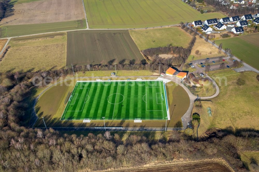 Menden (Sauerland) from the bird's eye view: Sports grounds and football pitch Hembrock in Menden (Sauerland) in the state North Rhine-Westphalia