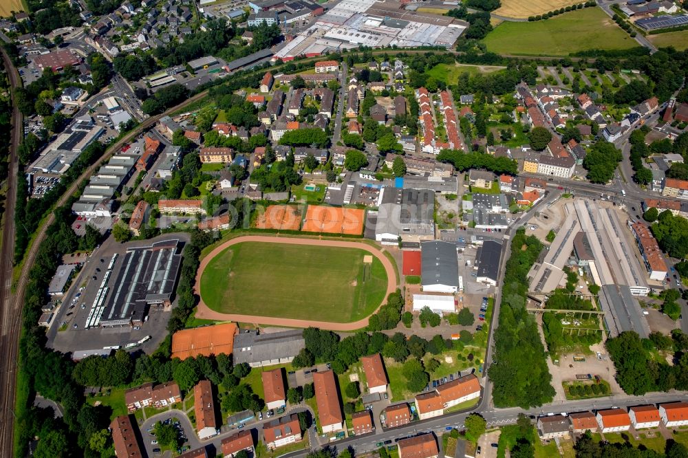 Aerial image Witten - Sports grounds and football pitch on Jahnstrasse in Witten in the state of North Rhine-Westphalia