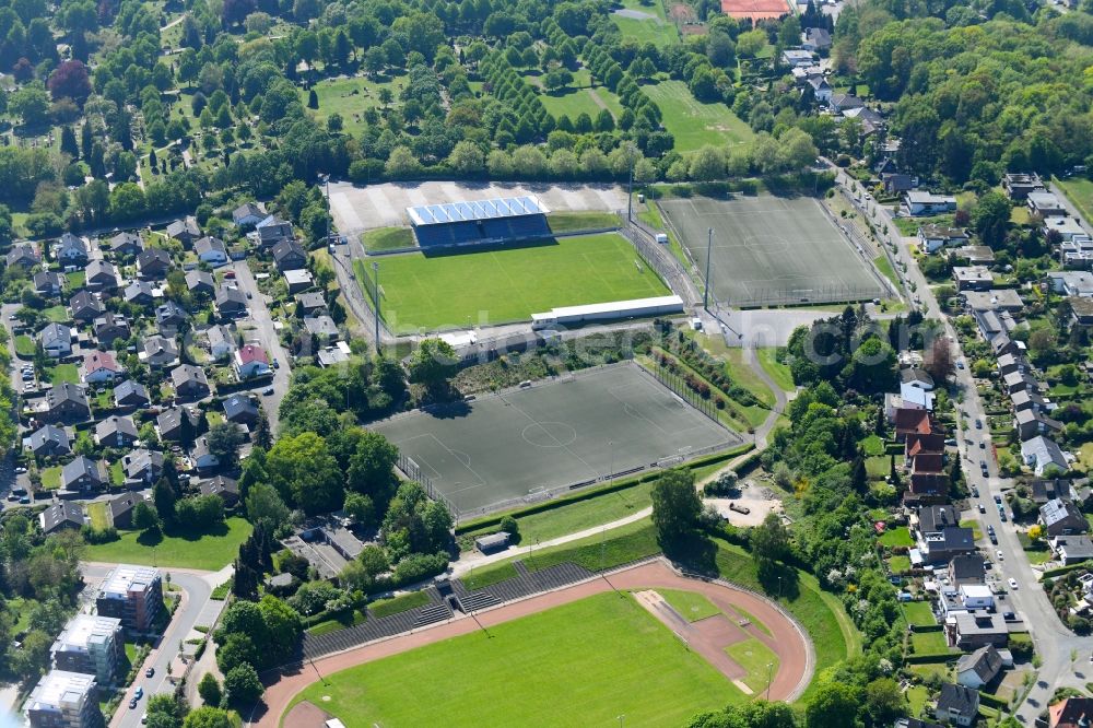 Aerial photograph Kleve - Sports grounds and football pitch of FC Kleve 1863/1903 on Welbershoehe in Kleve in the state North Rhine-Westphalia, Germany