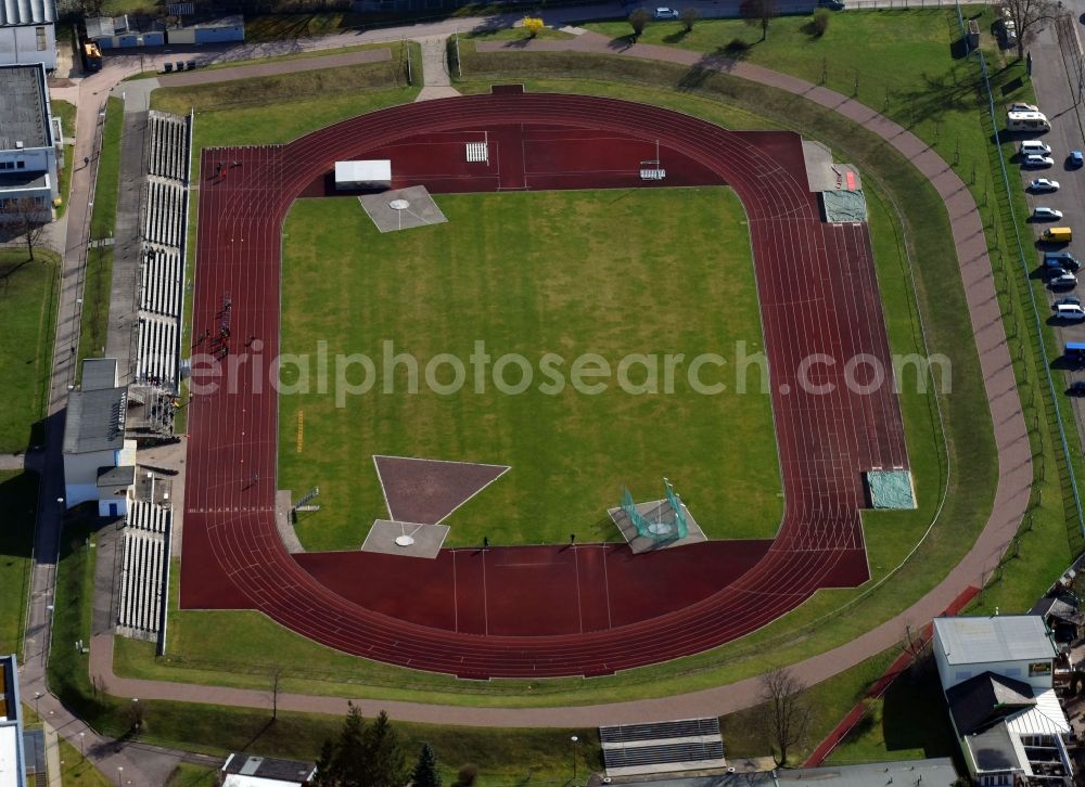 Aerial photograph Halle (Saale) - Sports grounds and football pitch on Olympiastuetzpunkt Sachsen-Anhalt on Robert-Koch-Strasse in the district Stadtbezirk Sued in Halle (Saale) in the state Saxony-Anhalt