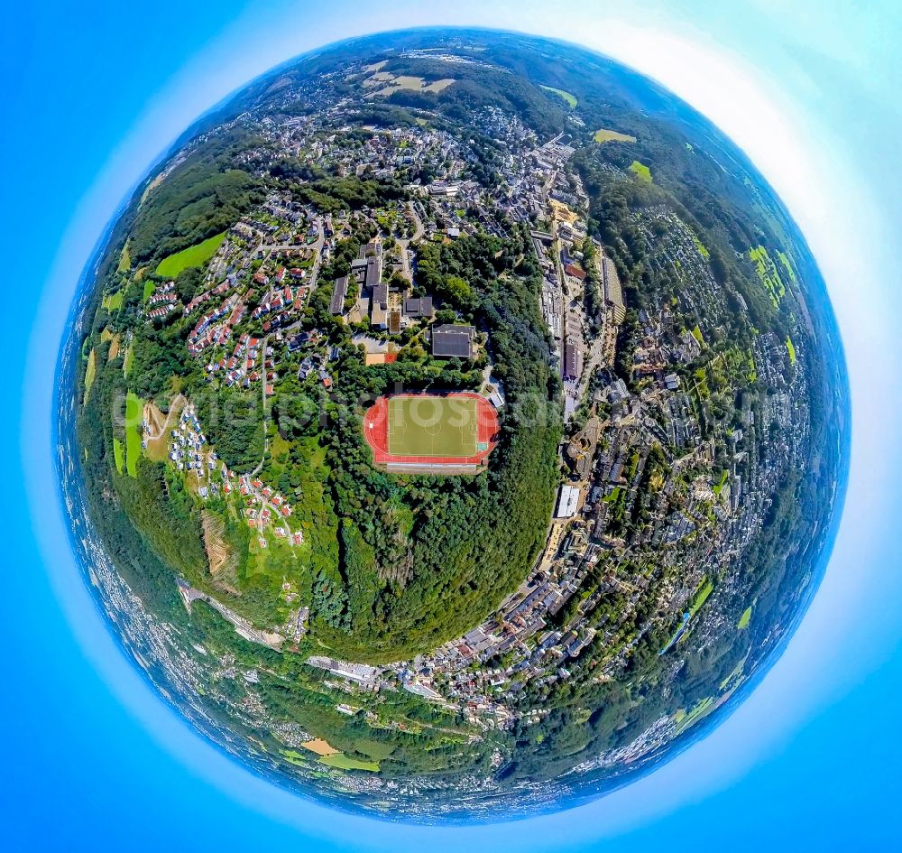 Ennepetal from the bird's eye view: Sports grounds and football pitch at the Reichenbach high school in the Peddinghausstrasse in Ennepetal in the state North Rhine-Westphalia