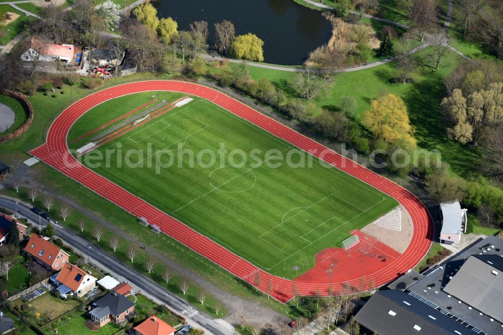 Aerial photograph Rodovre - Sports grounds and football pitch on Rodovre Stadionhal Elstedvej in Rodovre in Region Hovedstaden, Denmark