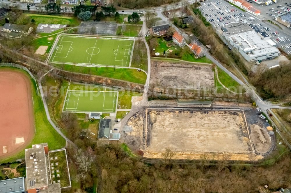 Aerial photograph Hamm - Sports grounds and football pitch Sportanlage Adolf-Bruehl-Stadion in Hamm in the state North Rhine-Westphalia, Germany