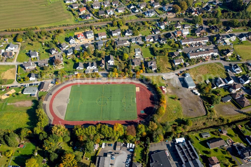 Aerial image Kreuztal - Sports grounds and football pitch Sportfreunde Eichen-Krombach e.V. in Stendenbach in Kreuztal in the state North Rhine-Westphalia