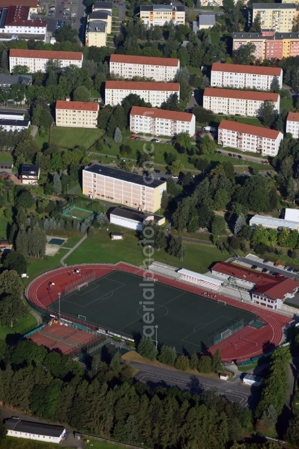 Aerial image Stollberg/Erzgeb. - Sports grounds and football pitch Sportpark Stollberg in Stollberg/Erzgeb. in the state Saxony