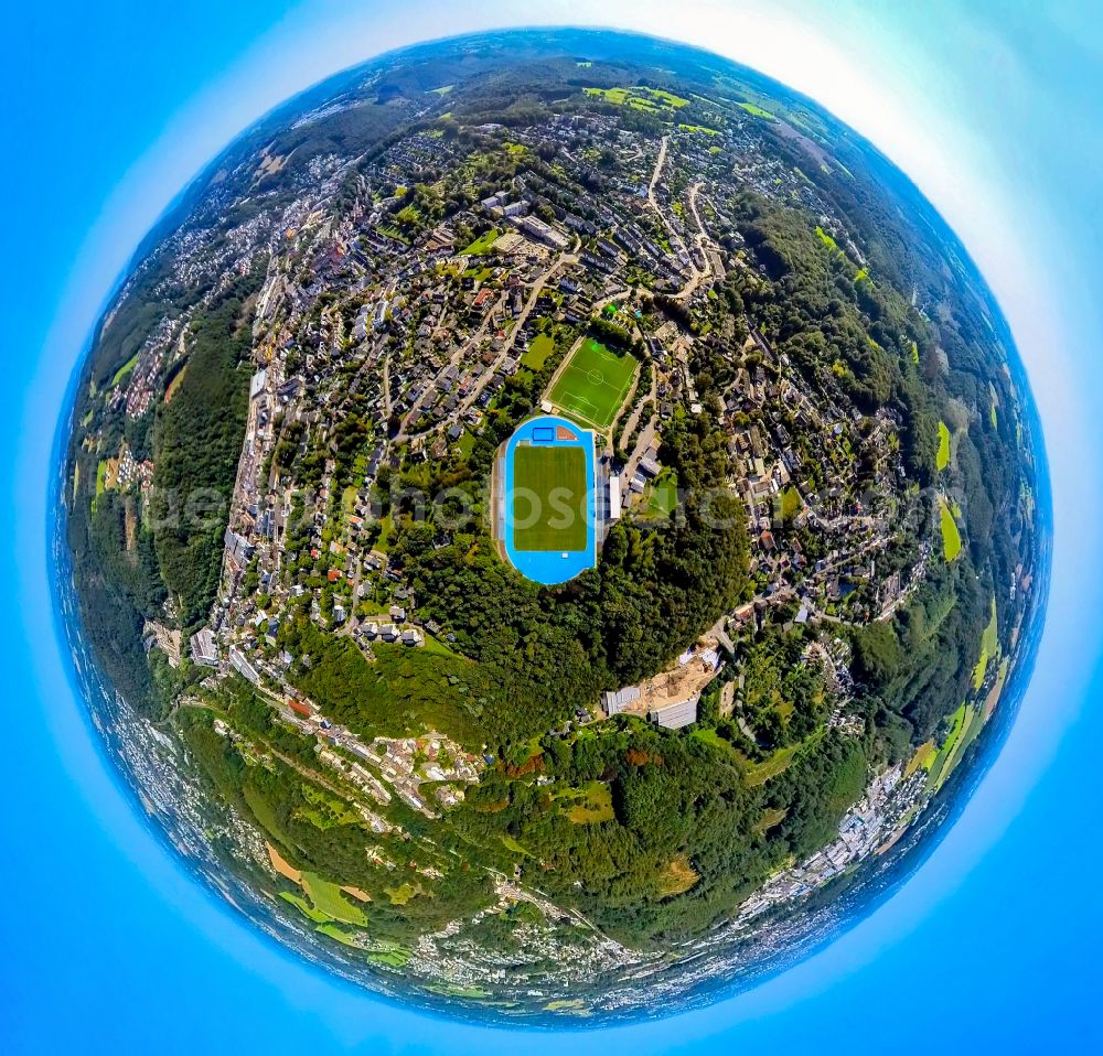 Aerial image Ennepetal - Sports grounds and football pitch of the TuS Ennepetal 1911 e.V. on place Bremenplatz in Ennepetal at Ruhrgebiet in the state North Rhine-Westphalia, Germany