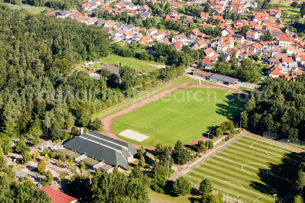 Aerial image Wörth am Rhein - Sports grounds and football pitch TUS 08 Schaidt in the district Schaidt in Woerth am Rhein in the state Rhineland-Palatinate, Germany