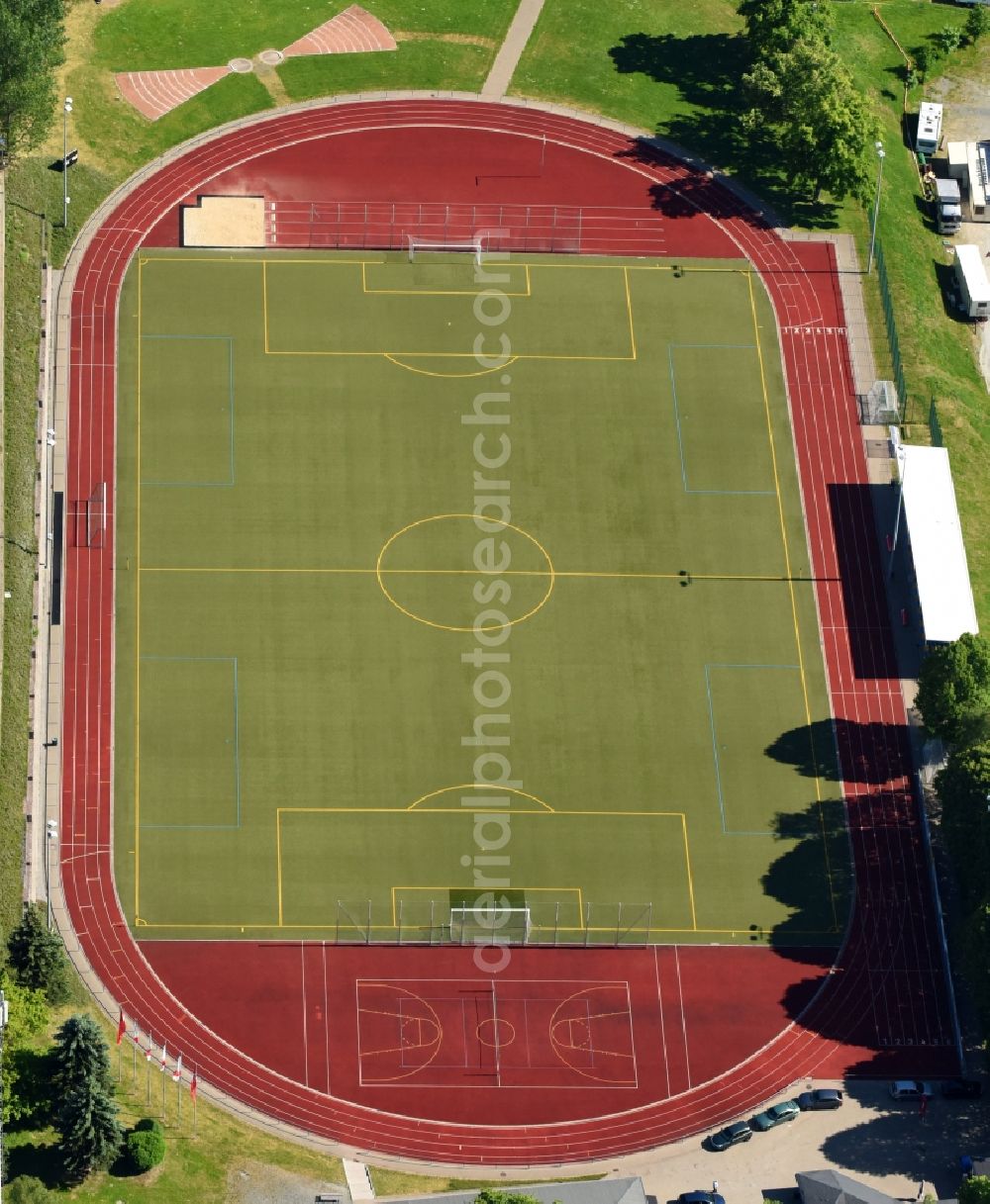 Aerial image Annaberg-Buchholz - Sports grounds and football pitch of VfB Annaberg e.V. in Annaberg-Buchholz in the state Saxony, Germany